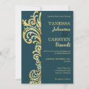 Search for dark teal wedding invitations Gold