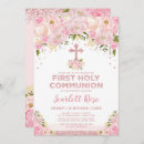 Search for pink and gold first communion invitations For kids