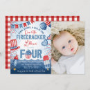 Search for 4th of july red white and blue birthday invitations Our little firecracker