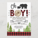 Search for wood baby boy shower invitations Buffalo plaid