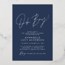 Search for navy and silver baby shower invitations Typography