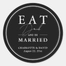 Search for eat drink be married wedding stickers Black and white