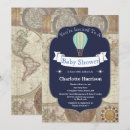 Search for world map baby shower invitations Hot air balloon