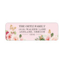 Search for pink flowers return address labels Gold