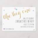 Search for the big one 1st birthday invitations Girly