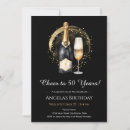 Search for wine 50th birthday invitations Black and gold