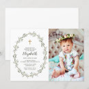 Search for greenery gold cross christening invitations Modern elegant