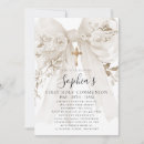 Search for white bow invitations Gold cross
