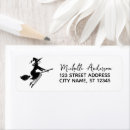 Search for flying witch return address labels Spooky