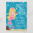 Search for mermaid 2nd birthday invitations Blue