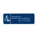 Search for navy blue damask return address labels Classic