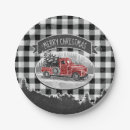 Search for plaid christmas plates Red truck