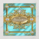 Search for teal blue quinceanera invitations Gold