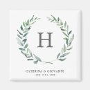 Recherche de monogram carrés mariage magnets Aquarelle