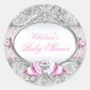 Search for pink silver baby shower stickers It's a girl
