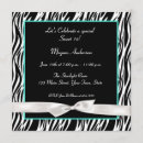 Recherche de zèbre bleu turquoise invitations Moderne
