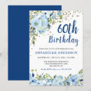 Search for blue and gold 60th birthday invitations Watercolor