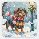 Recherche de noël teckel autocollants Hiver