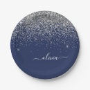 Search for navy blue and silver plates For her
