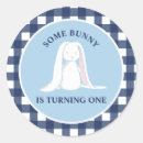 Recherche de lapin bleu autocollants En vichy bleu