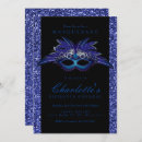 Search for blue masquerade party invitations Glam
