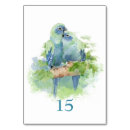 Search for love bird wedding table cards Blue