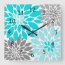 Search for grey and turquoise clocks Floral