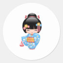 Search for cute japanese girl stickers Kokeshi