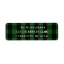 Search for green plaid return address labels Check
