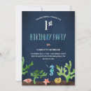 Search for nautical girl 1st birthday invitations Under the sea