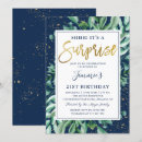 Search for navy blue and gold birthday invitations Stylish