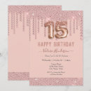 Search for pink rose gold blush sparkly drips invitations For her