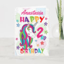 Recherche de mignonne licorne vœux cartes Deux ans