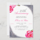 Search for elegant 25th wedding anniversary invitations Silver glitter