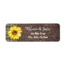 Search for rustic lace wedding return address labels Sunflowers