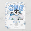 Search for penguin boy birthday invitations Blue
