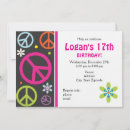 Search for peace sign birthday invitations Green