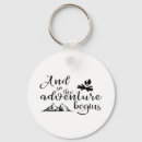 Search for adventure begins keychains Black and white