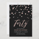 Search for black rose gold 40th birthday invitations Modern