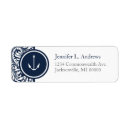 Search for elegant damask return address labels Navy