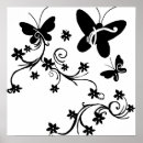Recherche de papillon noir et blanc posters Fleurs