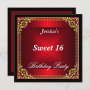 Search for red black gold sweet 16 invitations Party