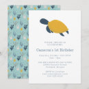 Search for sea turtle 1st birthday invitations Cute
