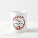 Search for red floral wreath mugs Merry christmas