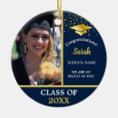Search for gold and navy blue ornaments Class of 2024