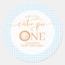 Search for light blue gingham stickers First birthday