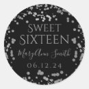 Search for black silver stickers Sweet 16