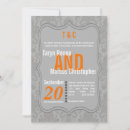 Search for orange and grey wedding invitations Damask