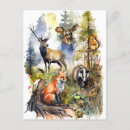 Search for watercolor fox postcards Illustration