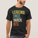 Recherche de légende 1973 tshirts Anniversaire
